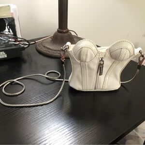 (67) White Corset-Style Crossbody Bag NEW